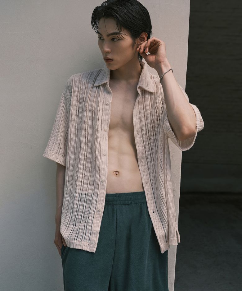릴렉스드 크로셰 반소매 셔츠 [아이보리]