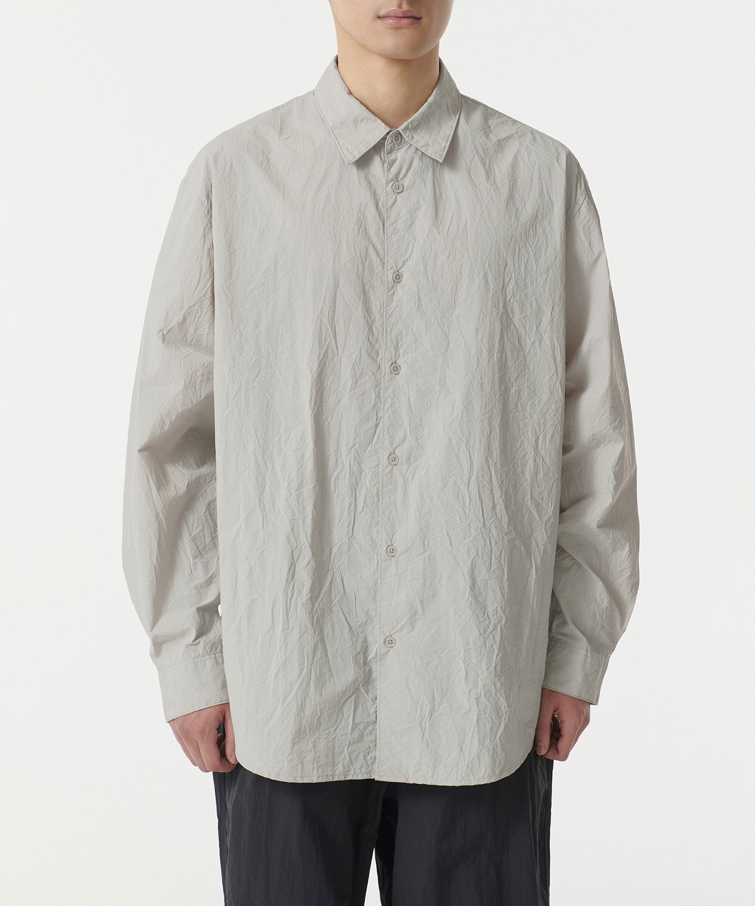 ★MUSINSA STANDARD★ Relaxed nylon crease shirt white MMDSH1 MUSINSA | MUSINSA STANDARD Relaxed Nylon Crease Shirt [White]