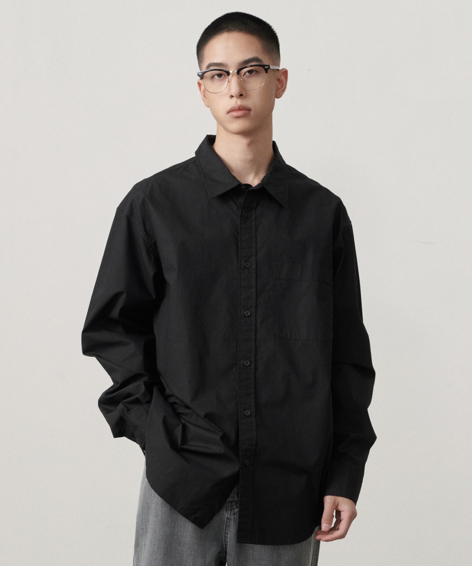 ★MUSINSA STANDARD★ Relaxed Washed Poplin Shirt Dark Grey M MUSINSA | MUSINSA STANDARD Relaxed Washed Poplin Shirt [Black]