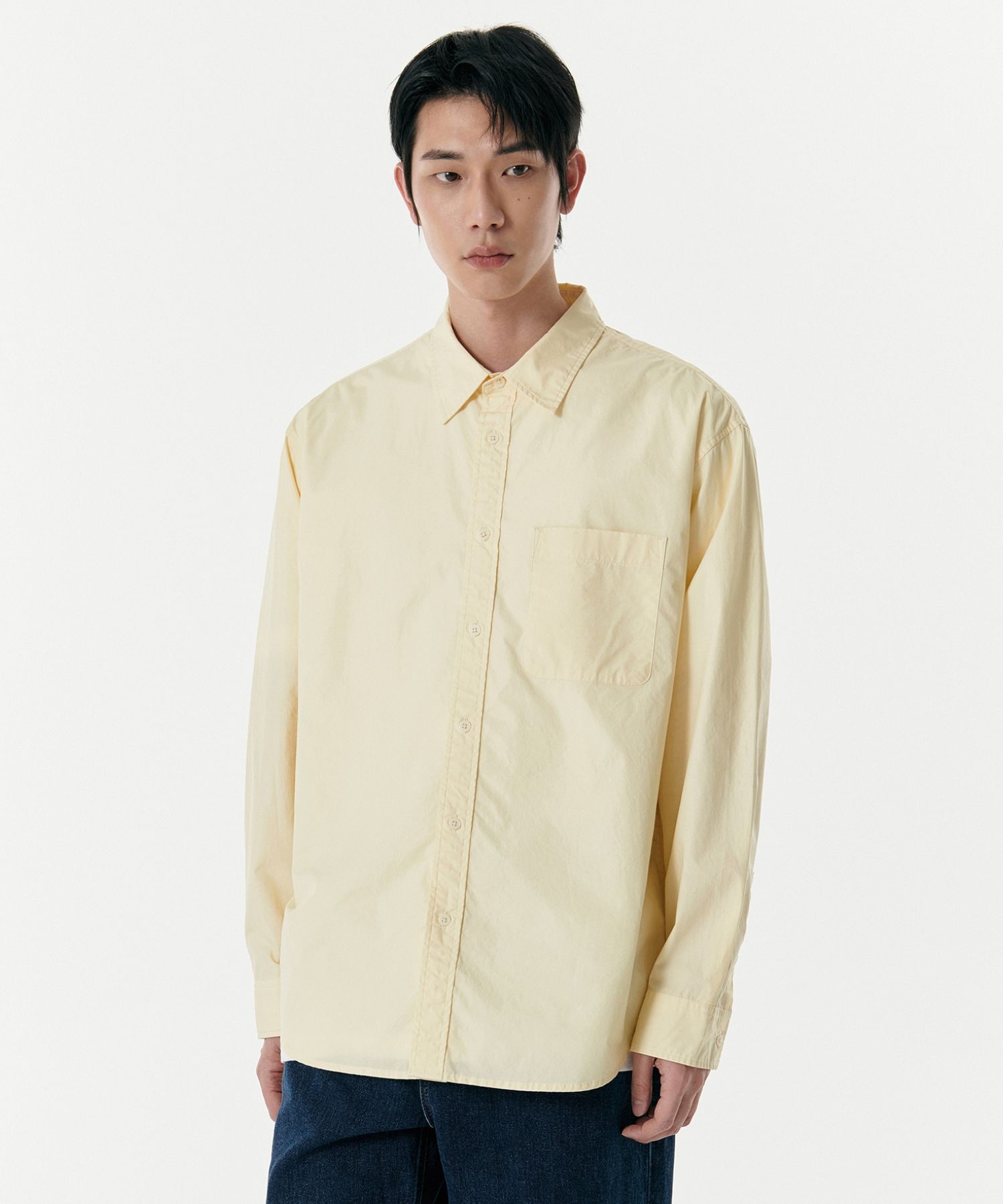 MUSINSA | MUSINSA STANDARD Relaxed Washed Poplin Shirt [Lemon]
