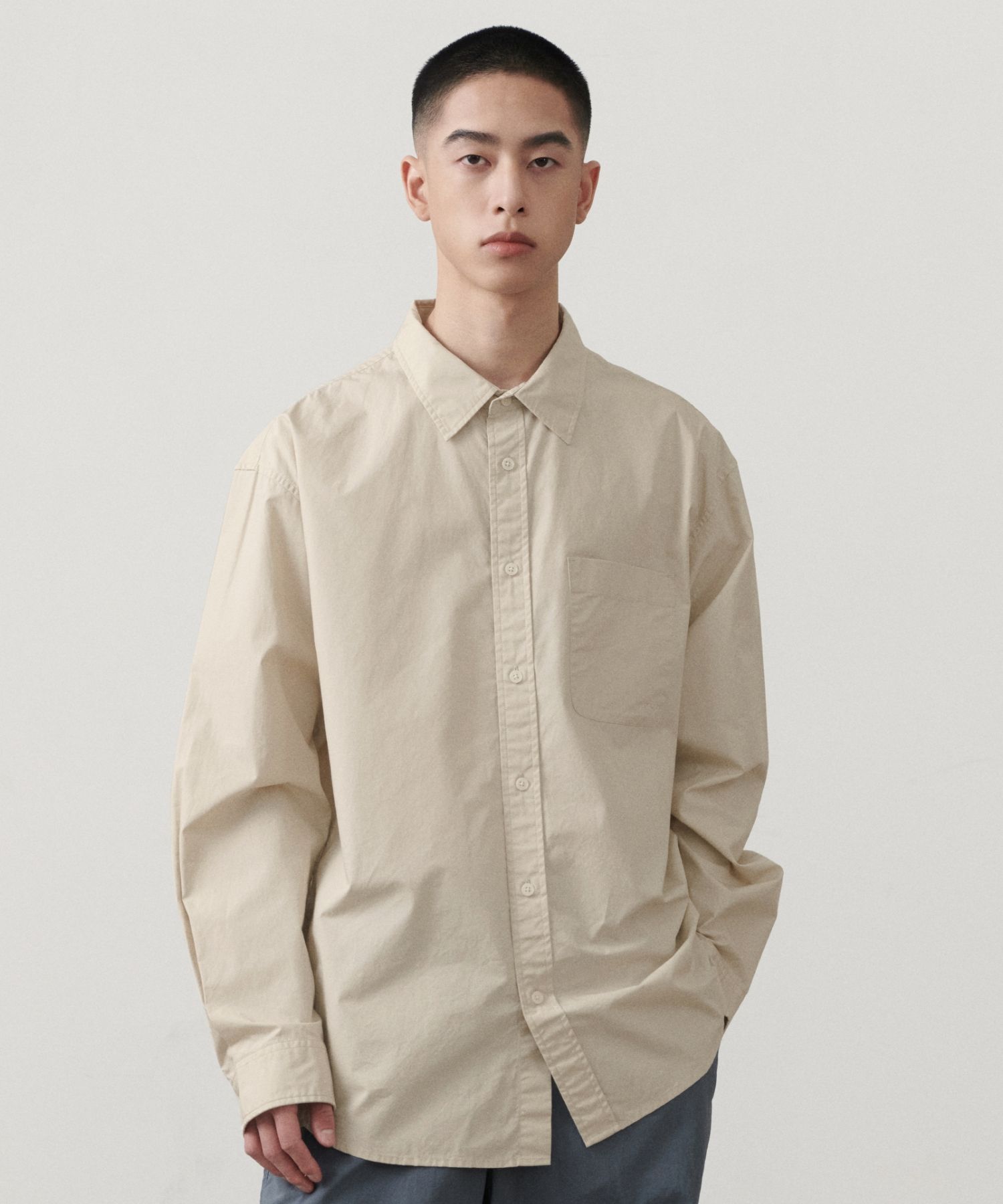 ★MUSINSA STANDARD★ Relaxed soft poplin shirt light beige M MUSINSA | MUSINSA STANDARD Relaxed Soft Poplin Shirt [Light