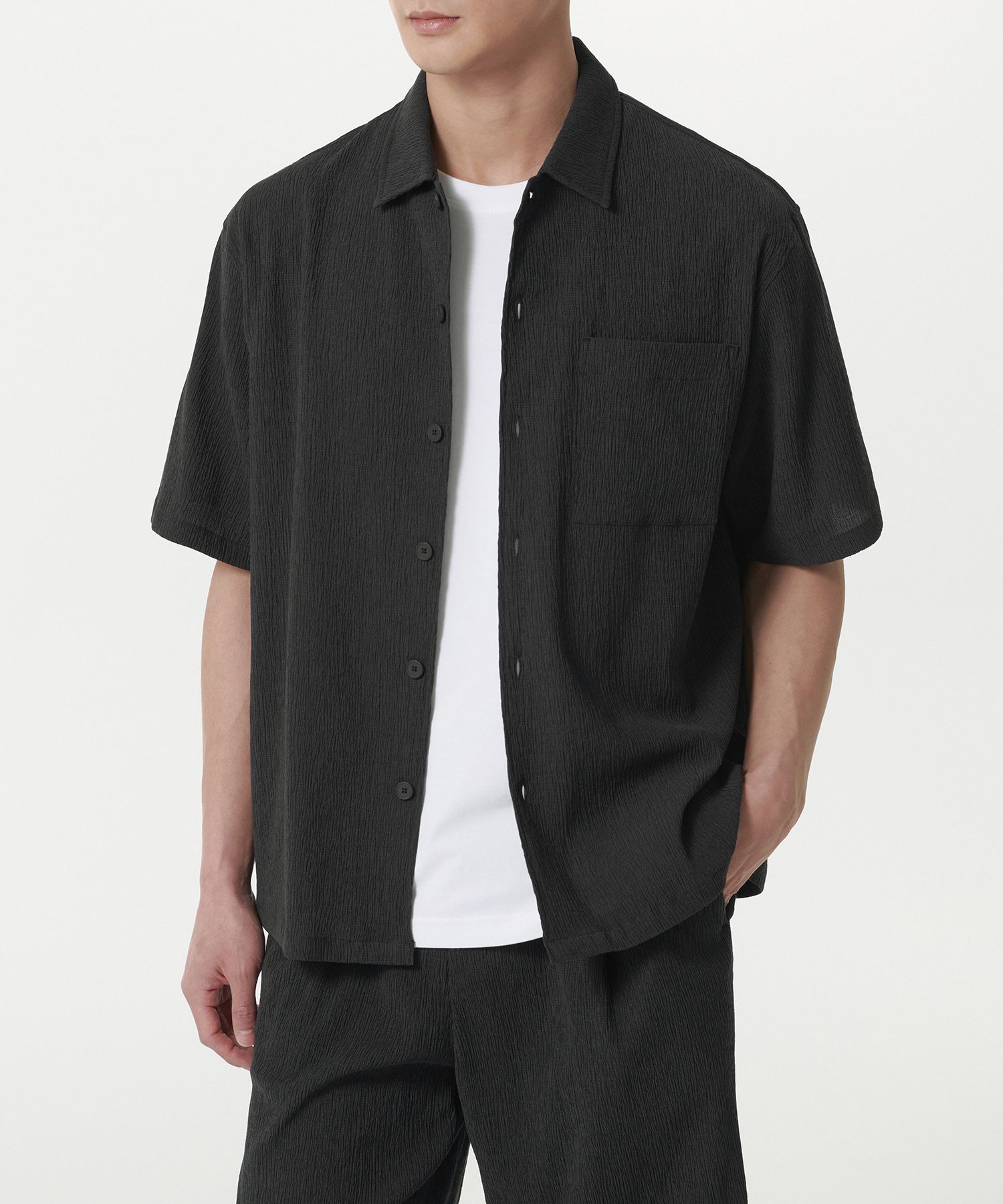 ★MUSINSA STANDARD★ Crinkle Relaxed Short Sleeve Shirt Gray MUSINSA | MUSINSA STANDARD Crinkle Relaxed Short Sleeve