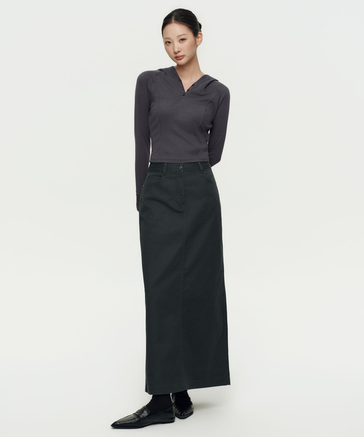무신사 스탠다드 우먼(MUSINSA STANDARD WOMAN) 우먼즈 CP 맥시 스커트 [다크 그레이]