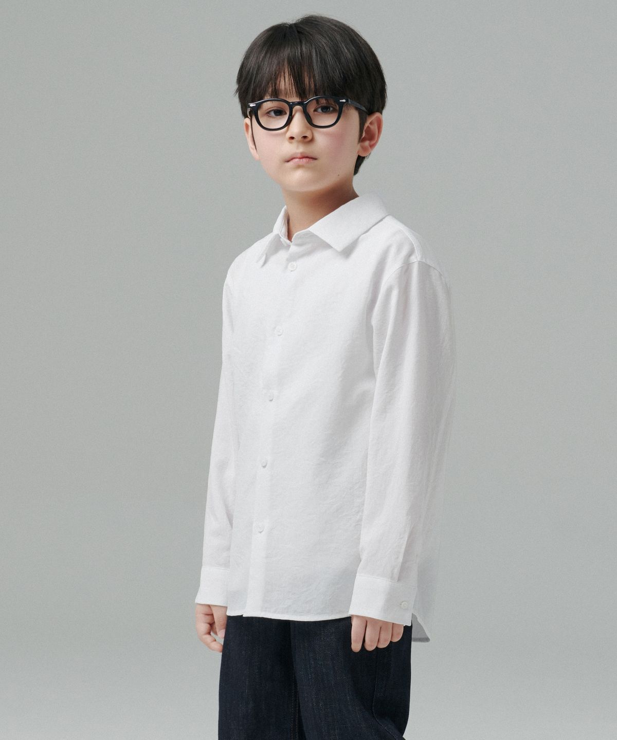 무신사 스탠다드 키즈(MUSINSA STANDARD KIDS) 릴렉스드 린넨 라이크 셔츠 [화이트]