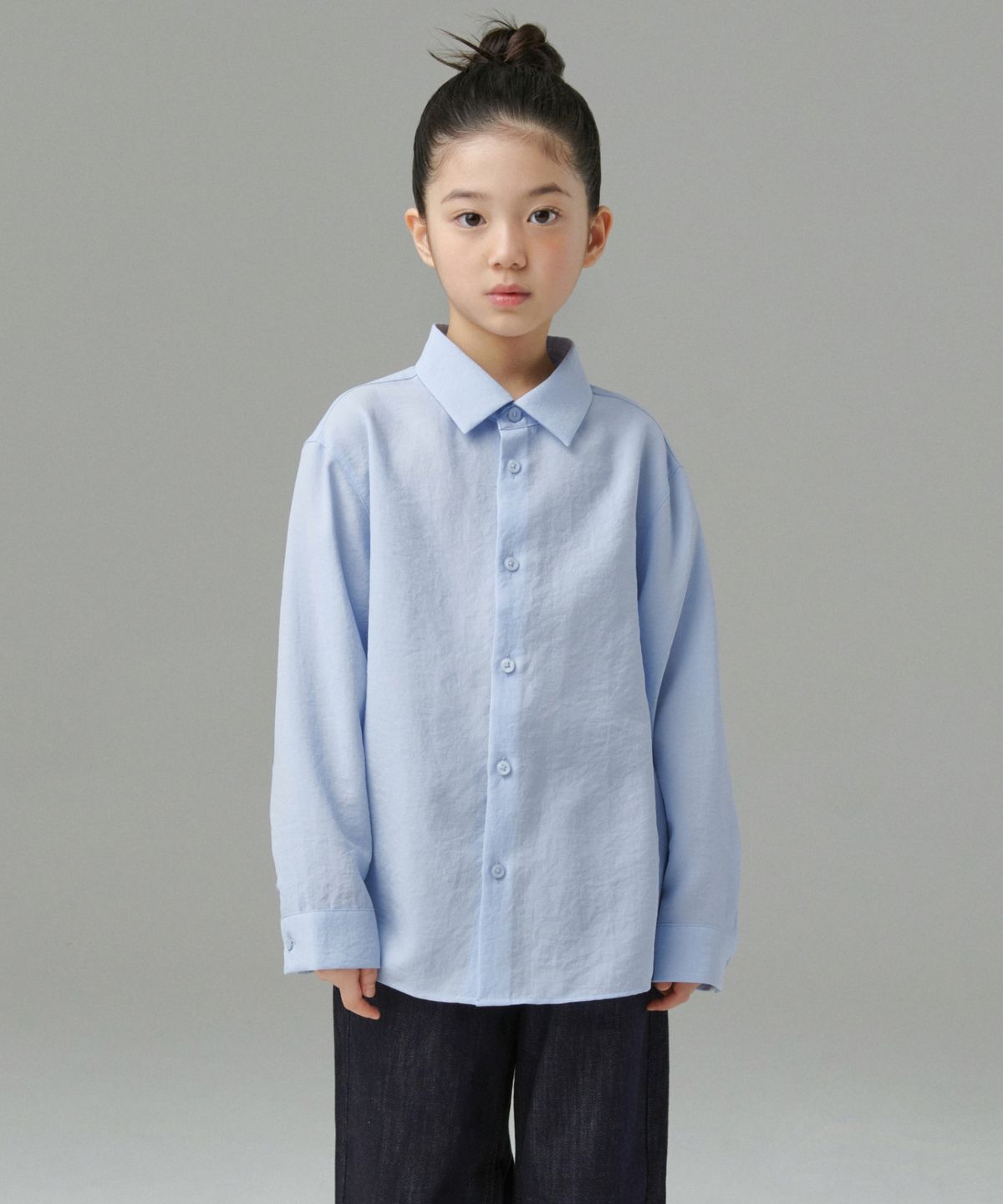 무신사 스탠다드 키즈(MUSINSA STANDARD KIDS) 릴렉스드 린넨 라이크 셔츠 [스카이 블루]