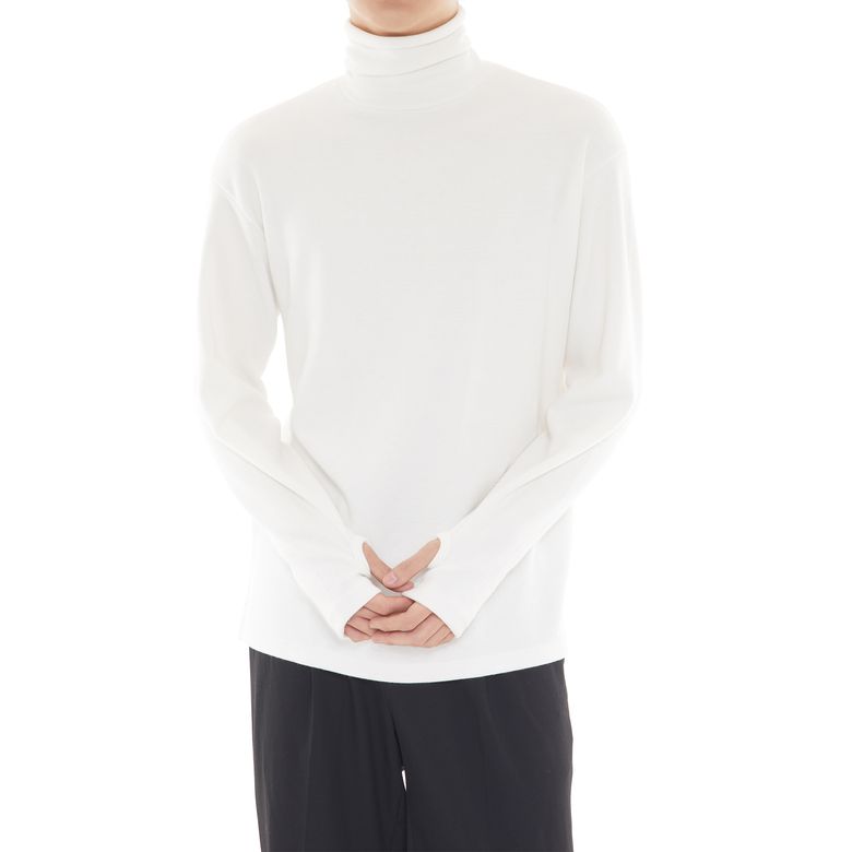 워머 목 폴라티 화이트