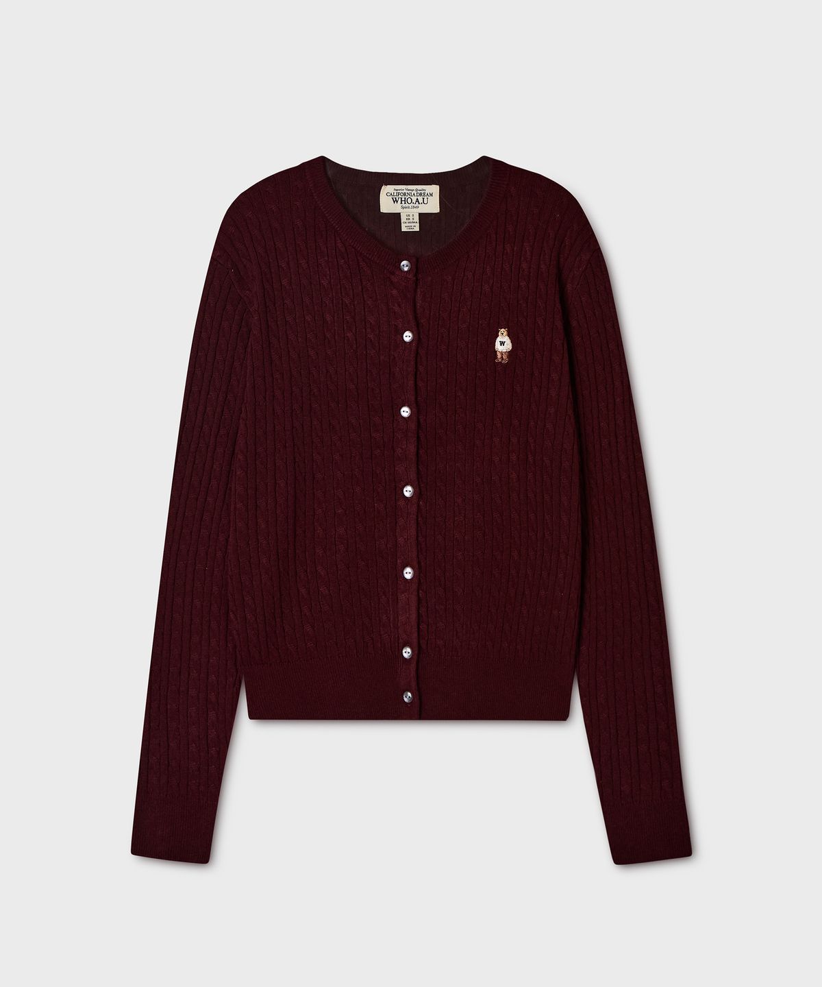 후아유(WHO.A.U) Steve High Gauge Wool Cable Cardigan / WHCKG4912F