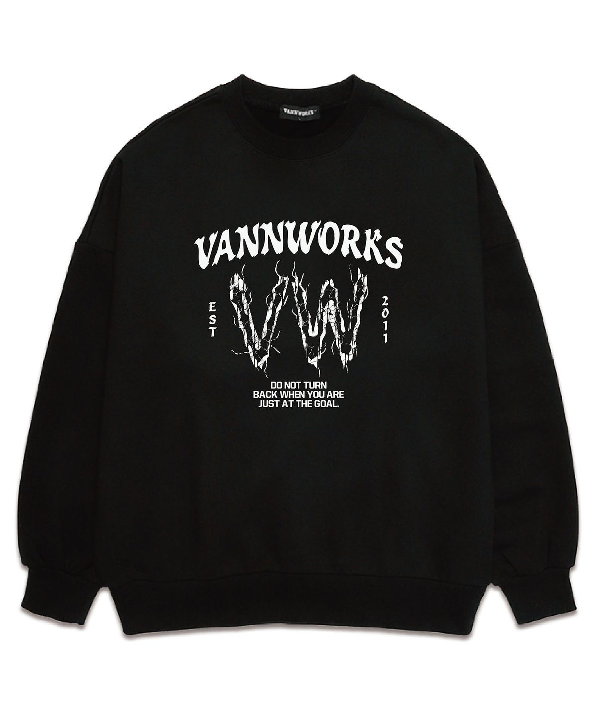 밴웍스(VANNWORKS) VW LOGO 오버핏 맨투맨 (VLS0053) 블랙