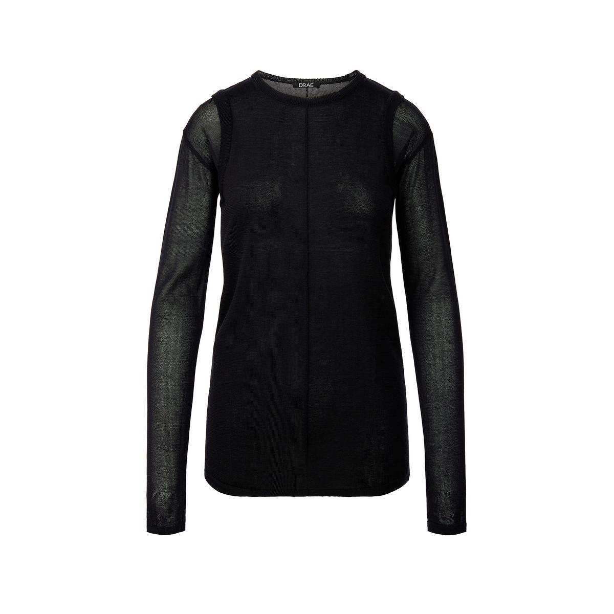 드레(DRAE) LAYERED SEE THROUGH KNIT_BLACK