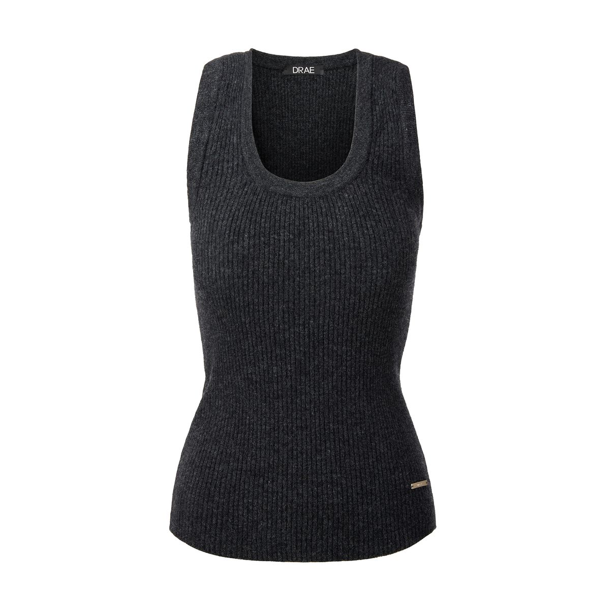 드레(DRAE) RACOON U NECK SLEEVELESS KNIT_CHARCOAL