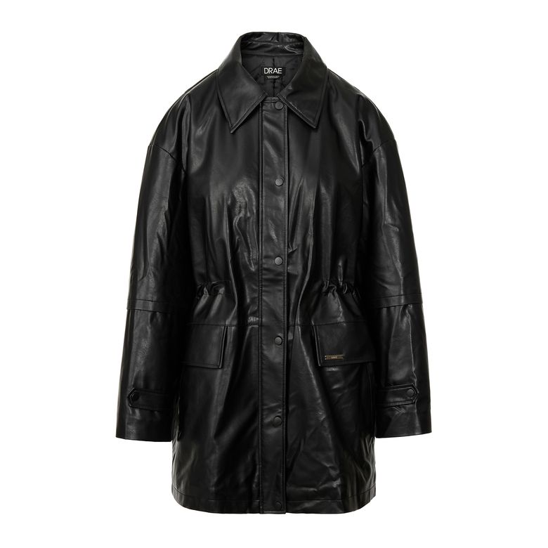 STRING LEATHER HALF COAT_BLACK