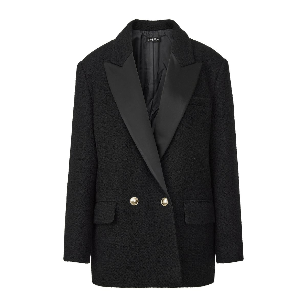 드레(DRAE) LAPEL TRIM TWEED JACKET_BLACK