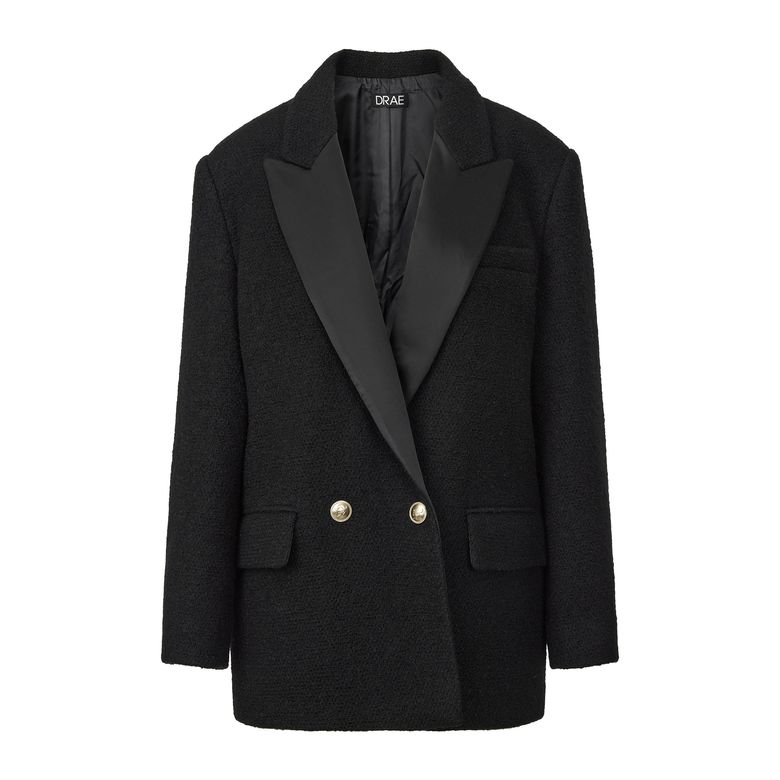 LAPEL TRIM TWEED JACKET_BLACK