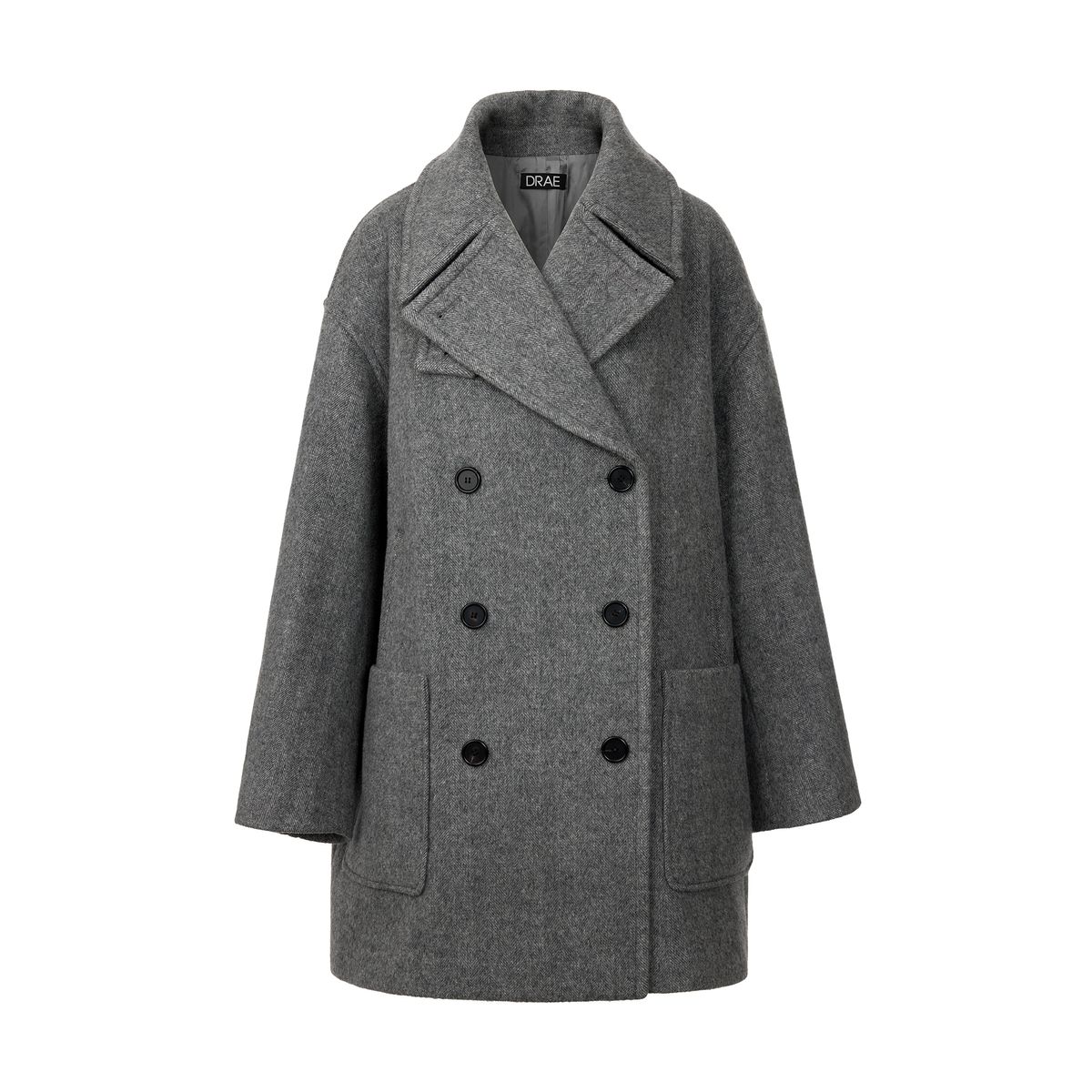 드레(DRAE) OVAL DOUBLE PEA COAT_GRAY