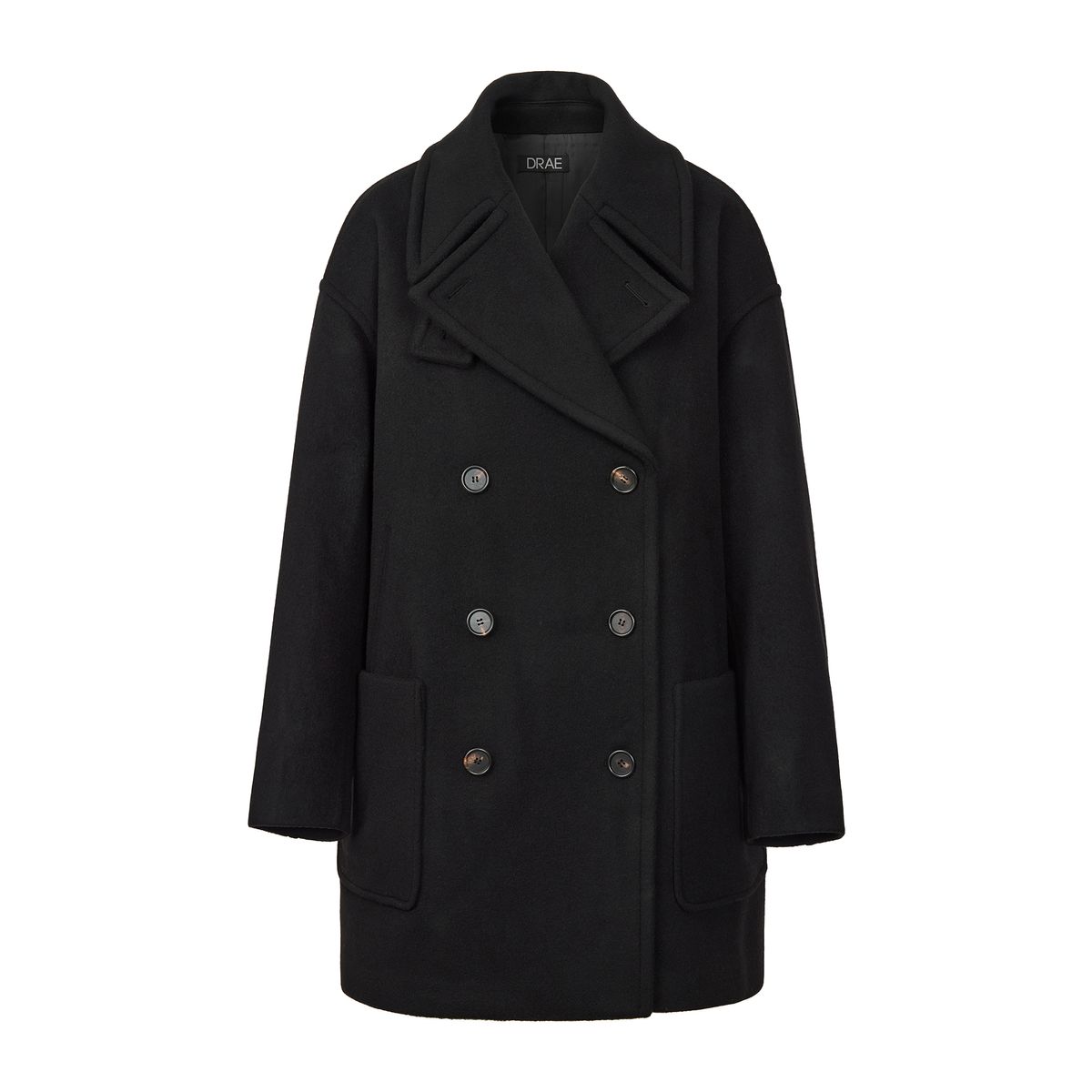 드레(DRAE) OVAL DOUBLE PEA COAT_BLACK