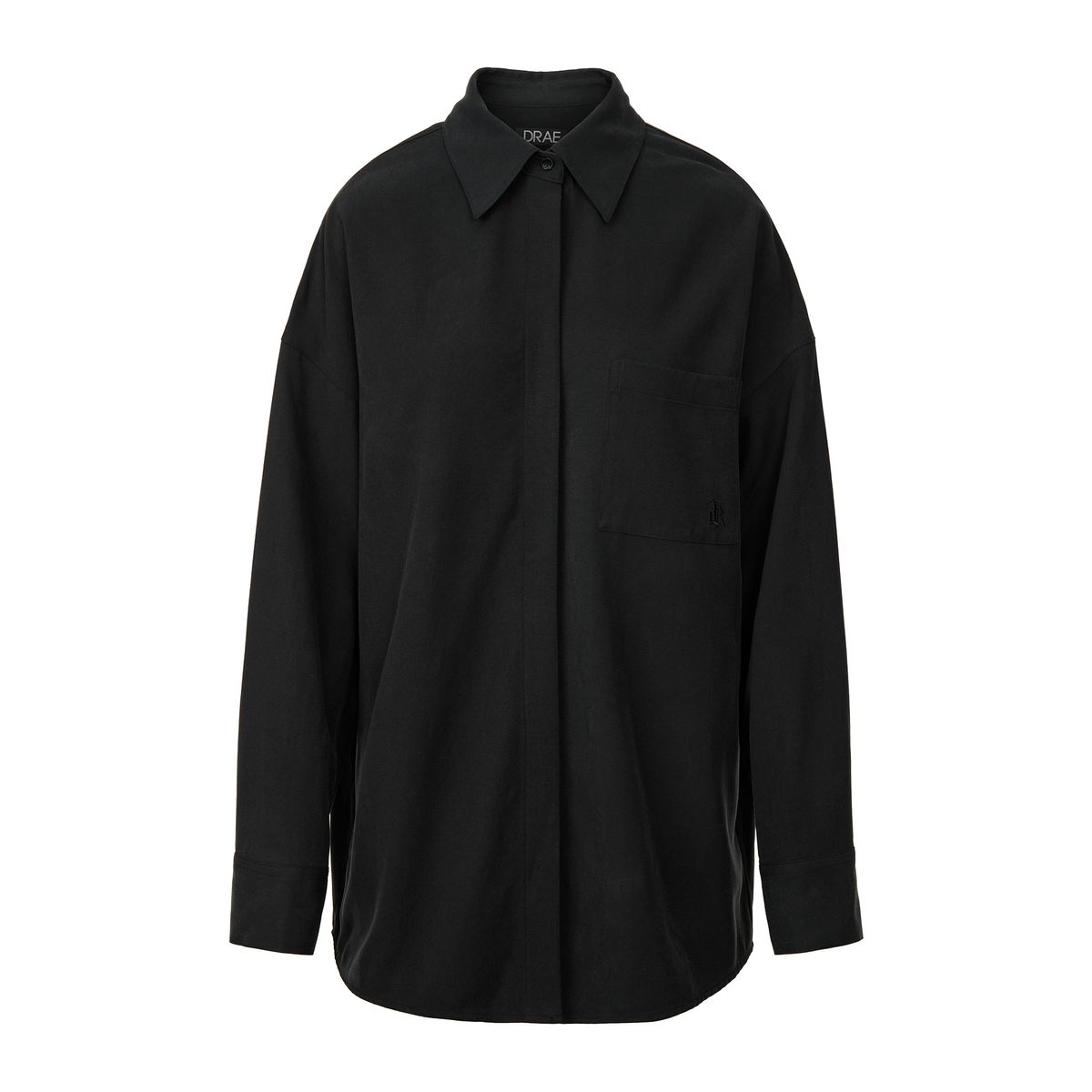 드레(DRAE) BASIC TENCEL WRAP SHIRT_BLACK