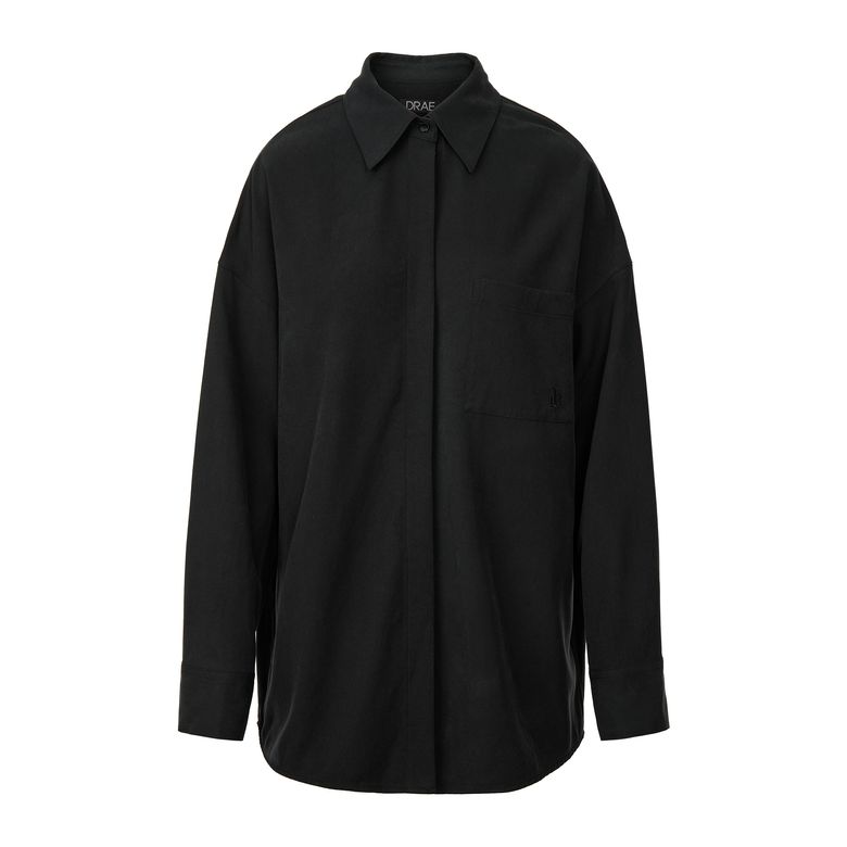 BASIC TENCEL WRAP SHIRT_BLACK