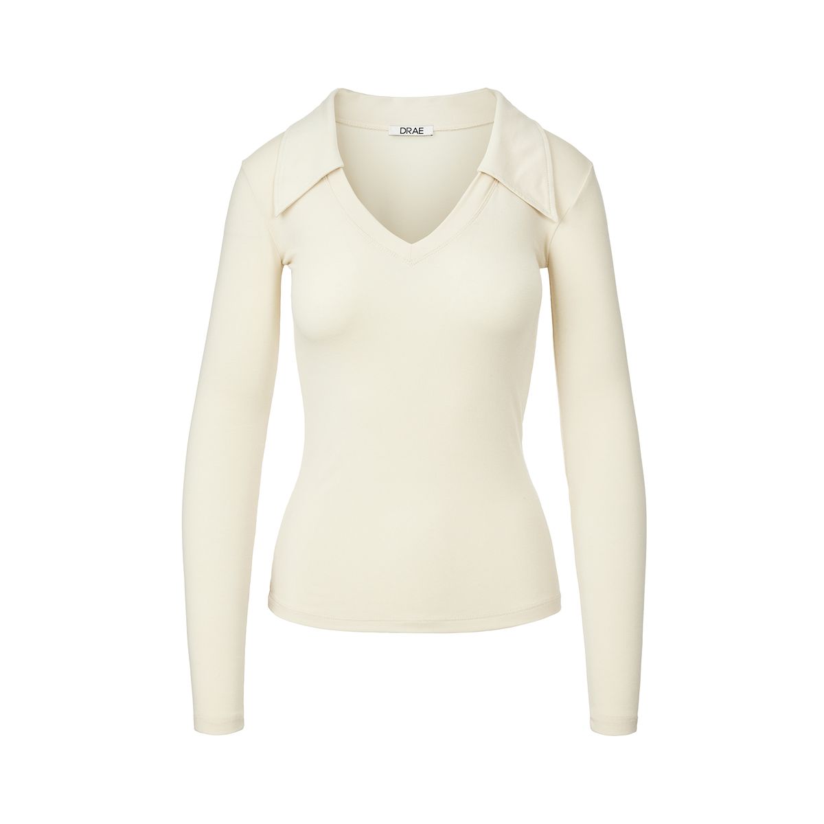 드레(DRAE) V-NECK WING COLLAR TSHIRT_CREAM