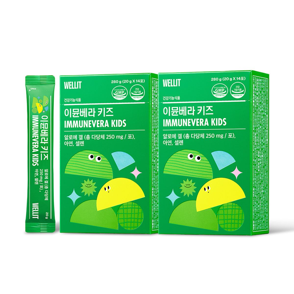 웰릿(WELLIT) 이뮨베라 키즈 알로에베라 면역젤리 2box