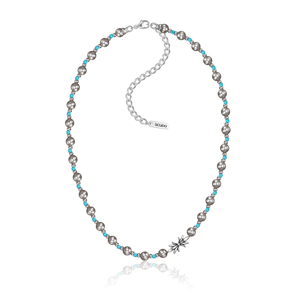 스쿠도(SCUDO) dust grey pearl blue necklace