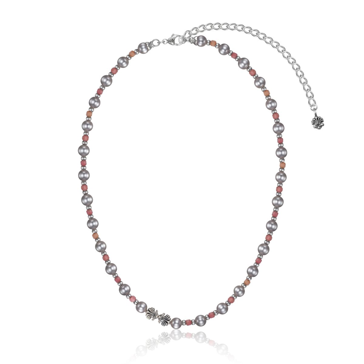 스쿠도(SCUDO) dust grey pearl pink necklace