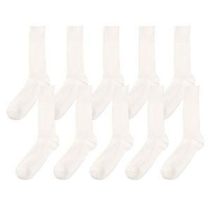 [10팩] 베이직 골지 슬림 크루 삭스 화이트/블랙/화이트+블랙