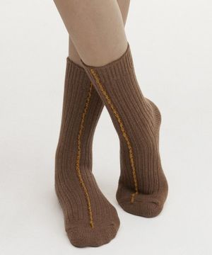 울 피코 장목양말 [아이보리,라이트그레이,블루,브라운]