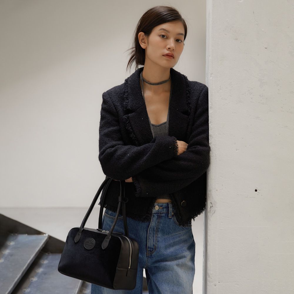 日本未入荷★LE ABONNE★VELVET TOTE PETIT MARION BAG★大人気 MUSINSA | LE ABONNE VELVET TOTE PETIT MARION BAG_BLACK