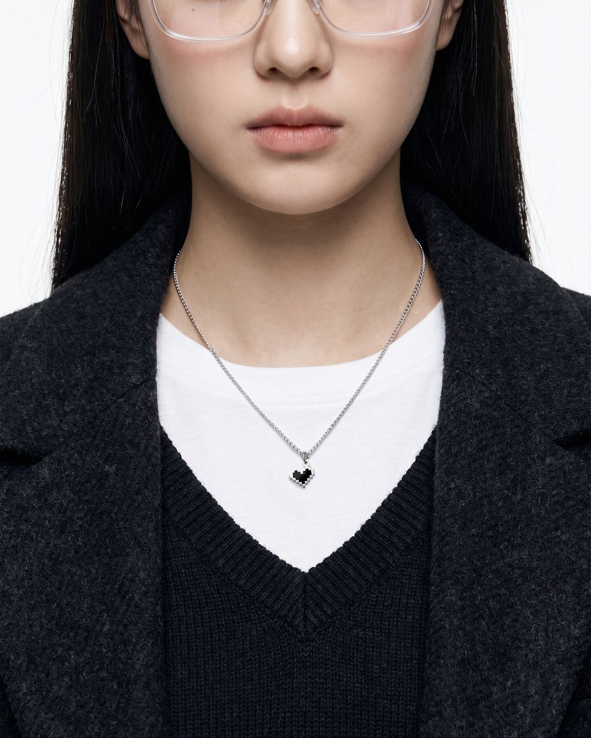 논논(NONENON) MINI PIXEL LOVE NEC SILVER925