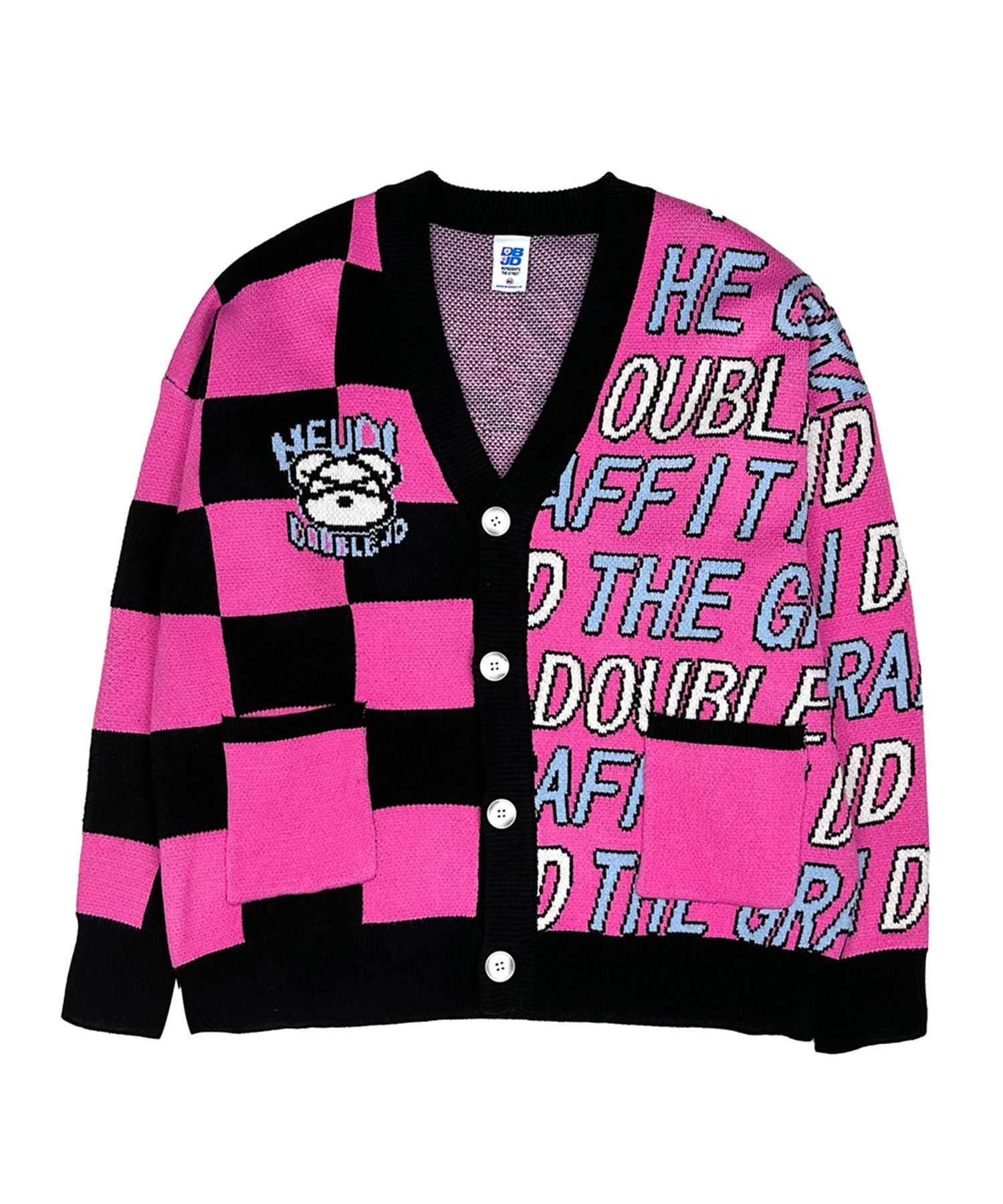 dd様　リクエスト MUSINSA公式 | DOUBLE JD Bear half check cardigan (pink)