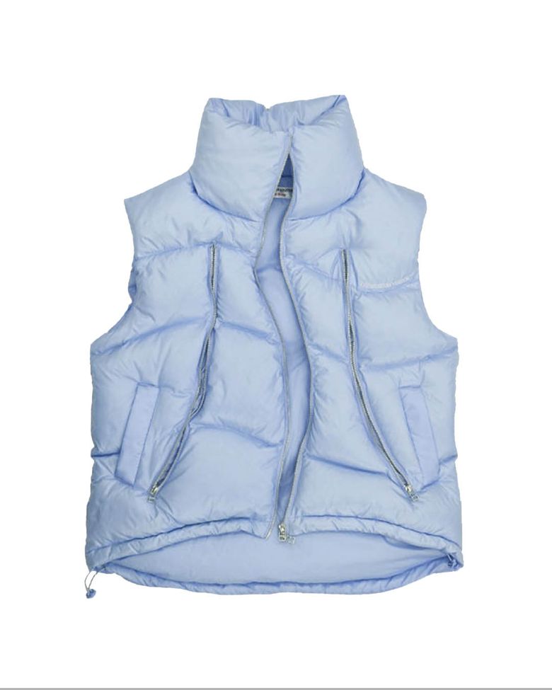 CURVED ZIPPER PUFFER DOWN VEST (SKY BLUE)