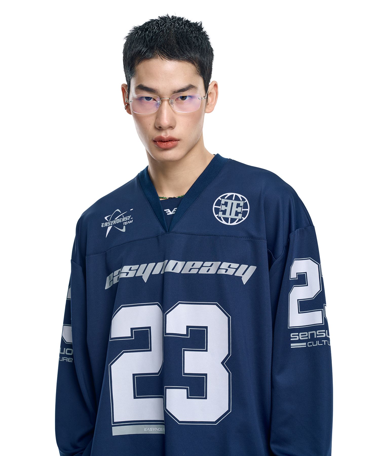 ★関税込★EASY NO EASY★Long Sleeve Football Jersey★ MUSINSA公式 | EASY NO EASY Long Sleeve Football Jersey - Navy