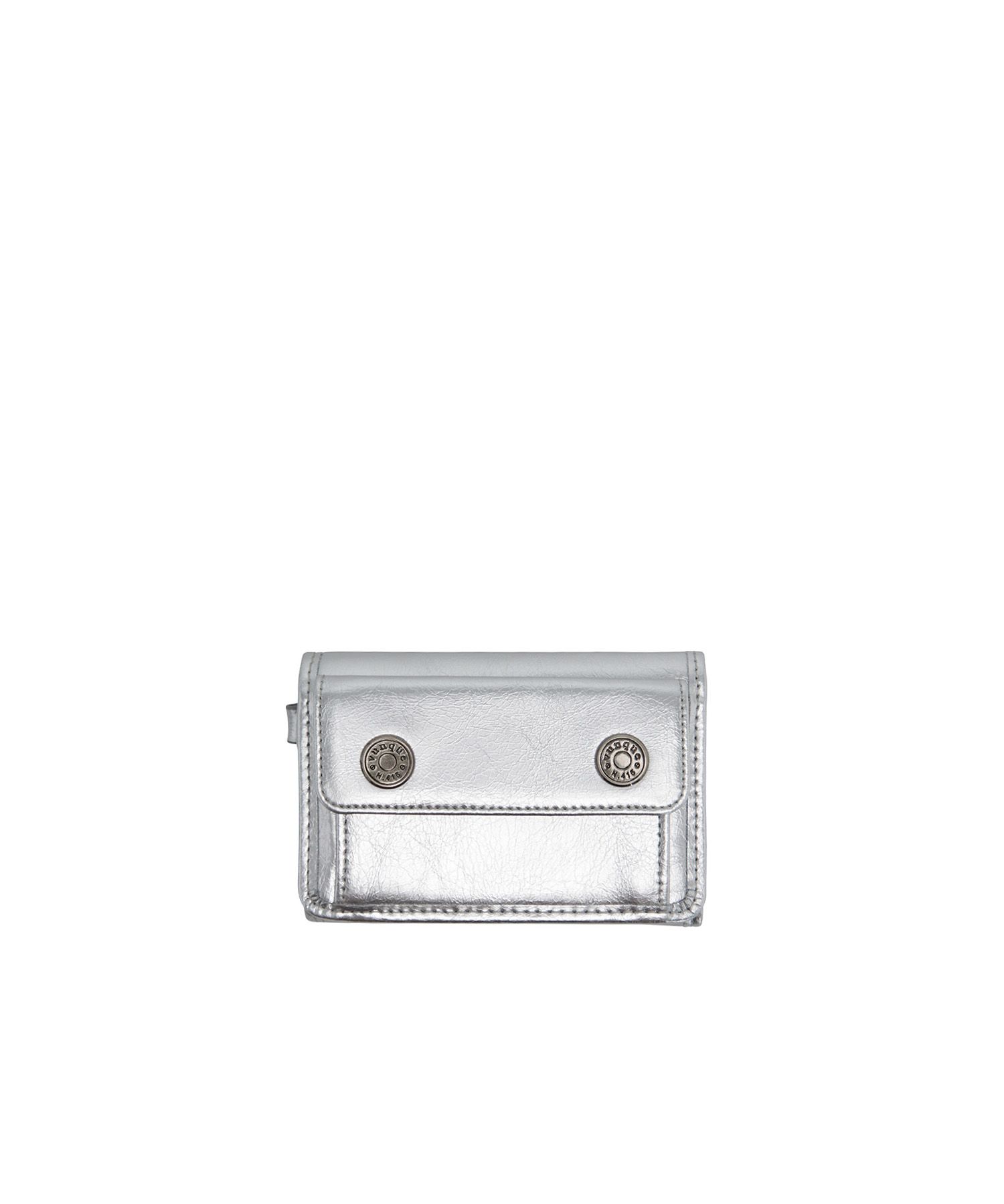 ●vunque● Perfec Button Up Folded Half Wallet Perfect Butto MUSINSA | VUNQUE Perfec Button Up Folded Half Wallet Silver