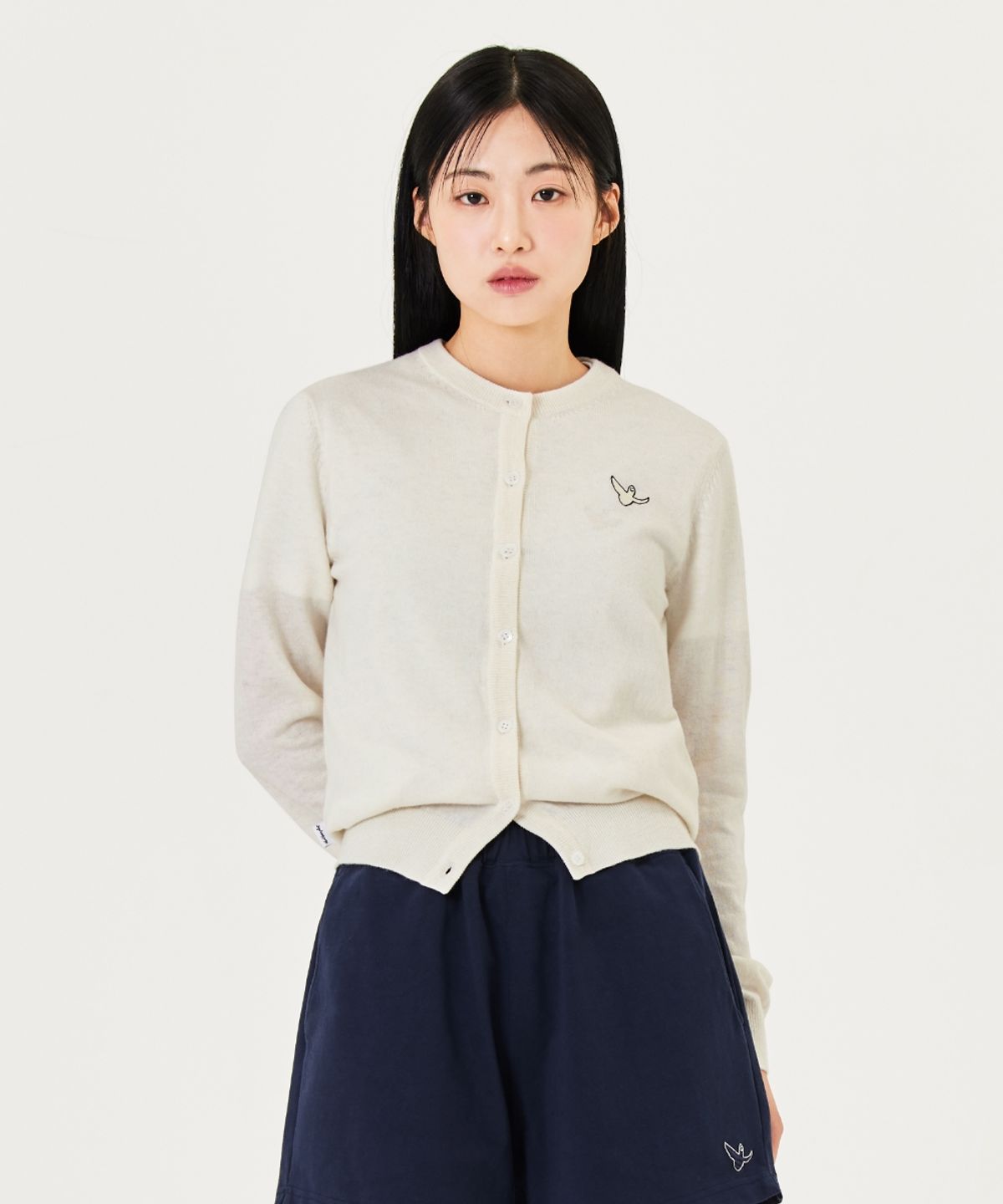 마크곤잘레스(MARK GONZALES) WOMENS ANGEL ROUND NECK CARDIGAN - IVORY