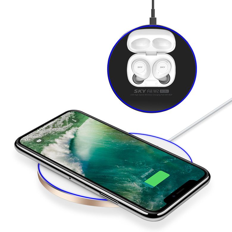 메탈 LED 15W 고속 무선충전기 [케이블 포함] W2P