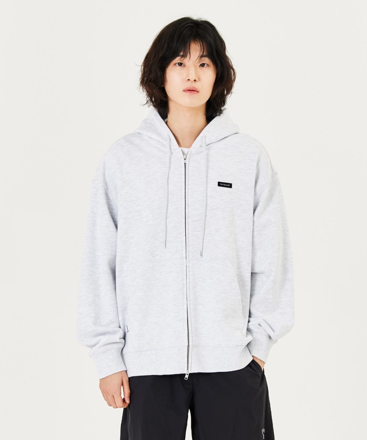 마크곤잘레스(MARK GONZALES) SIGN LOGO WAPPEN OG SWEAT ZIP-UP HOODIE - L/GREY