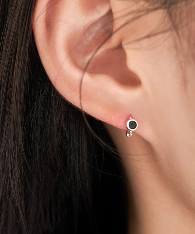 [SILVER] MINI BK CZ RING EARRINGS (2 COLORS)