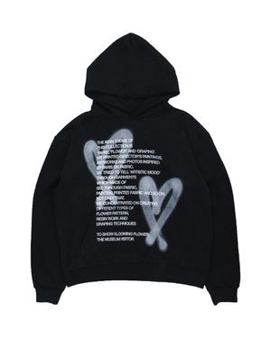 HEART SPRAY PRINTED HOODY (BLACK)
