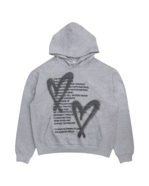 HEART SPRAY PRINTED HOODY (GREY)