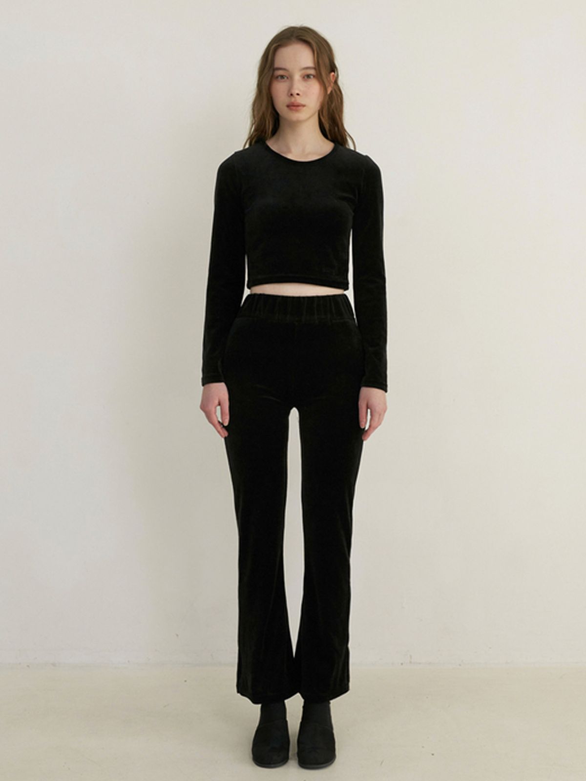 카인더베이비(KINDABABY) velvet top & track pants set up - black