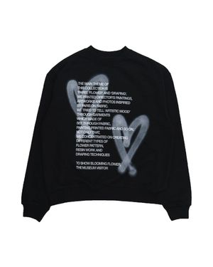 HEART SPRAY PRINTED SWEATSHIRTS (BLACK)