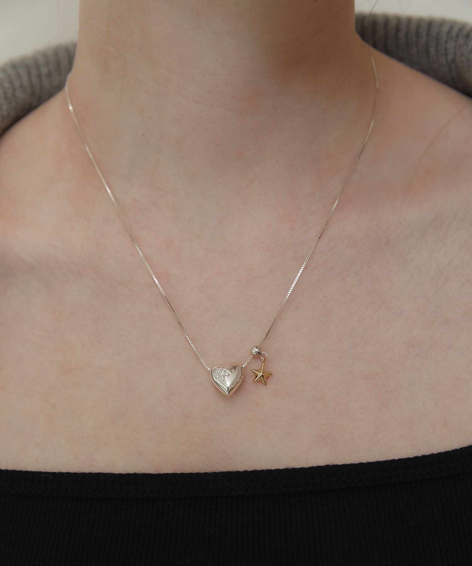 ●TATIANA● Silver 925 Twinkle Heart Necklace NZ2113 5003720 MUSINSA | TATIANA (Silver 925) Chocolate Heart Star Dangle