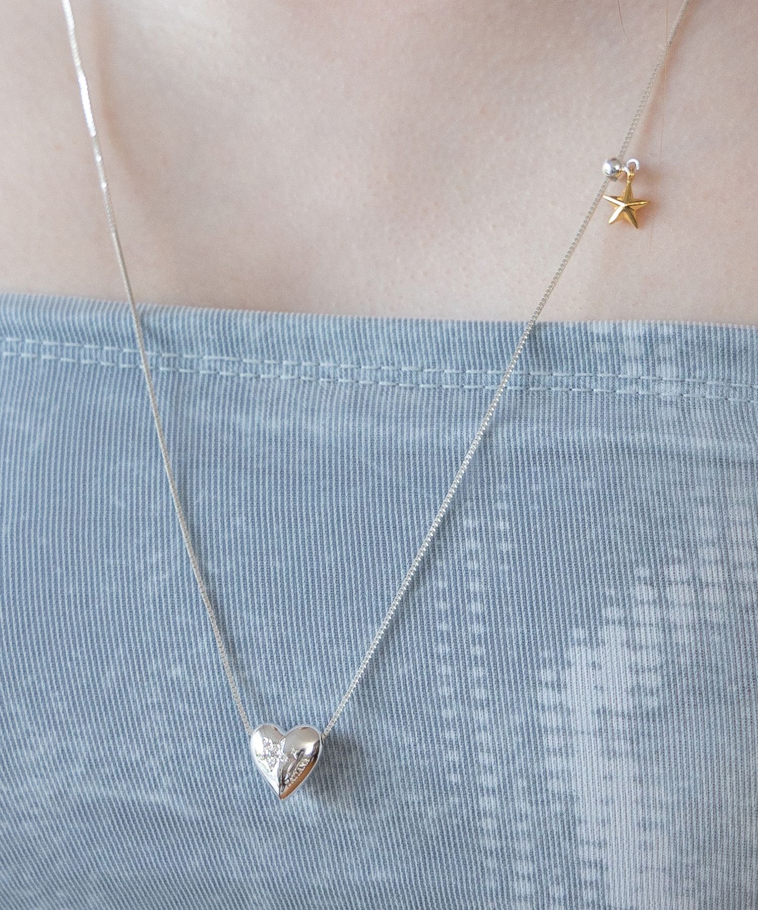 ☆TATIANA☆ Silver 925 Chocolat Heart Star Dangle Necklace N MUSINSA公式 | TATIANA (Silver 925) Chocolate Heart Star