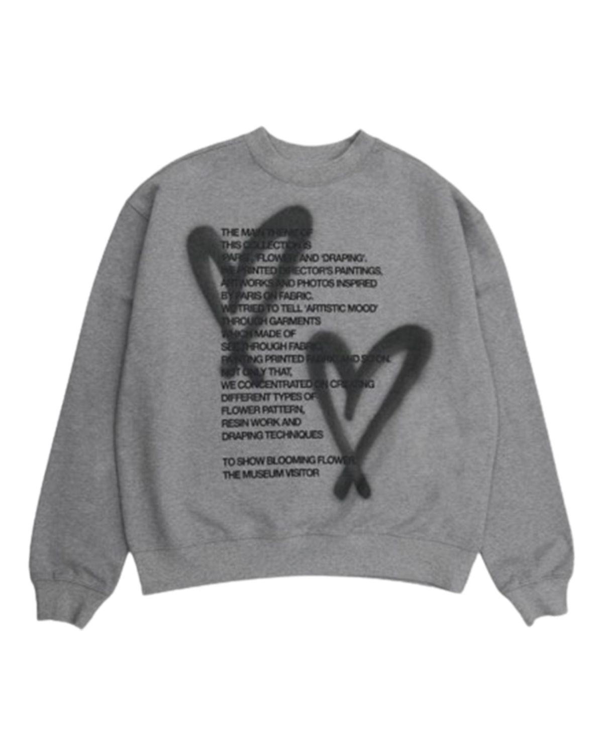더뮤지엄비지터(THEMUSEUMVISITOR) HEART SPRAY PRINTED SWEATSHIRTS (GREY)