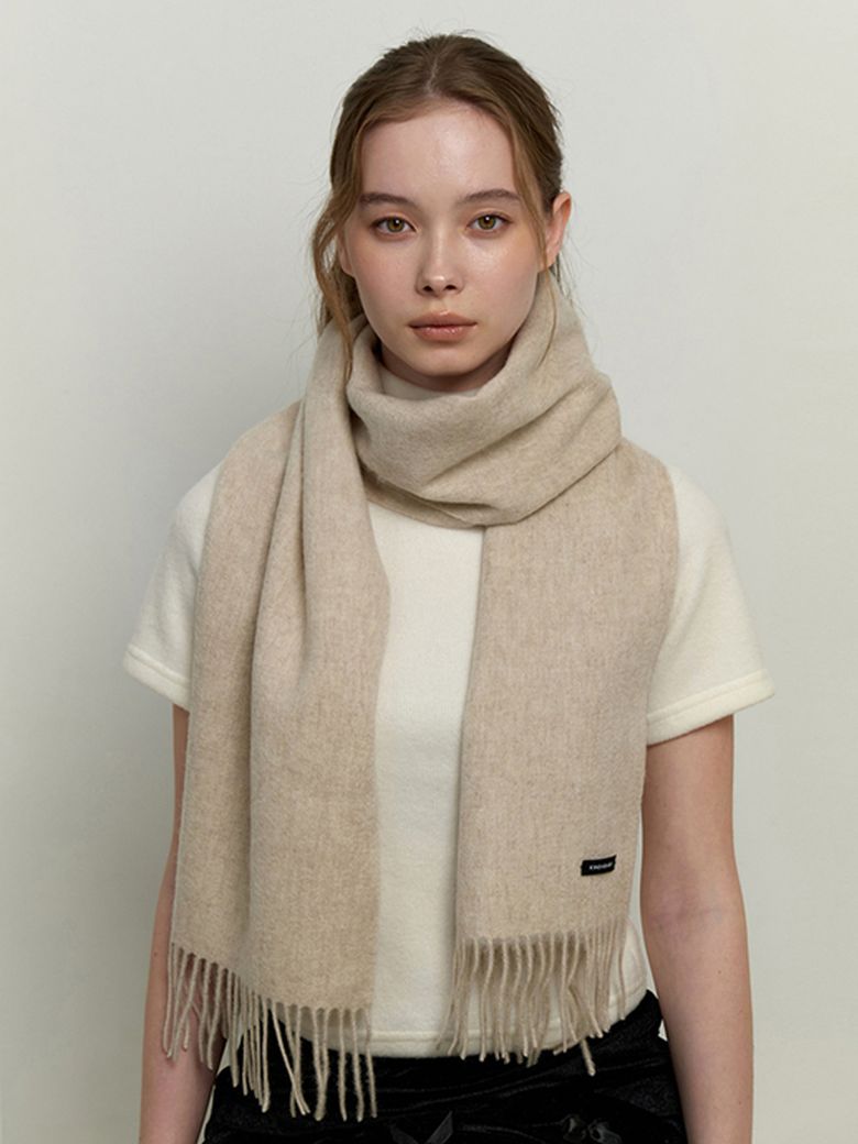 basic wool 100 muffler - beige