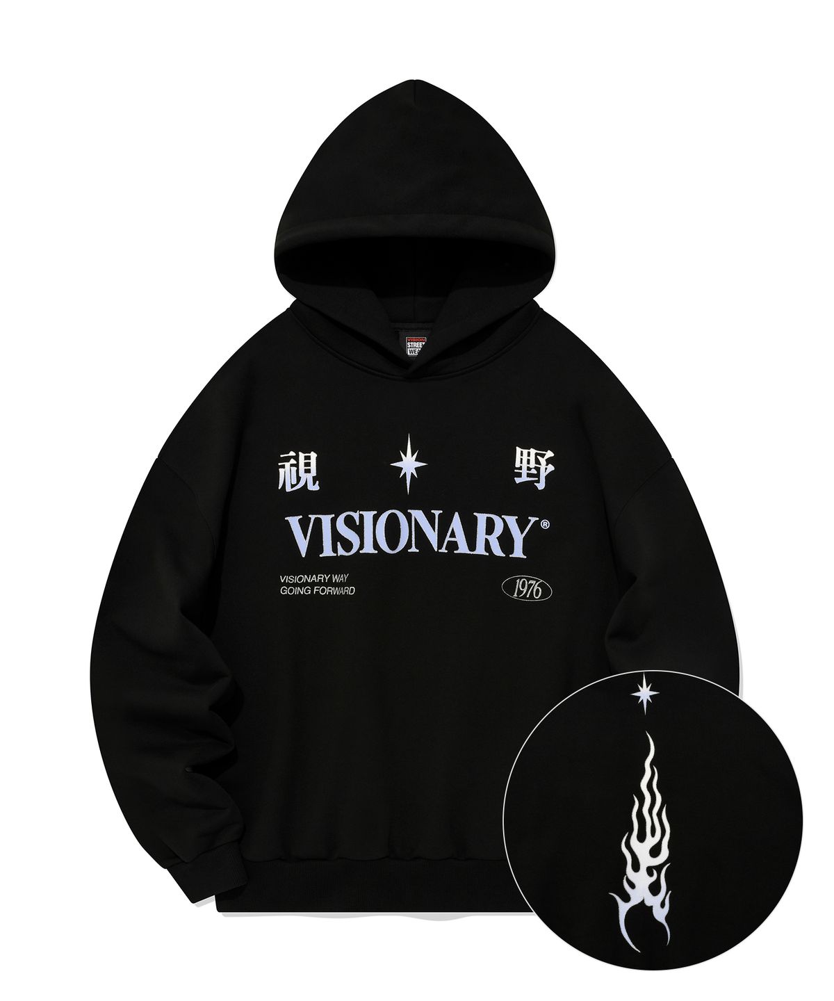 비전스트릿웨어(VISION STREETWEAR) VSW Flame Team Hoodie Black