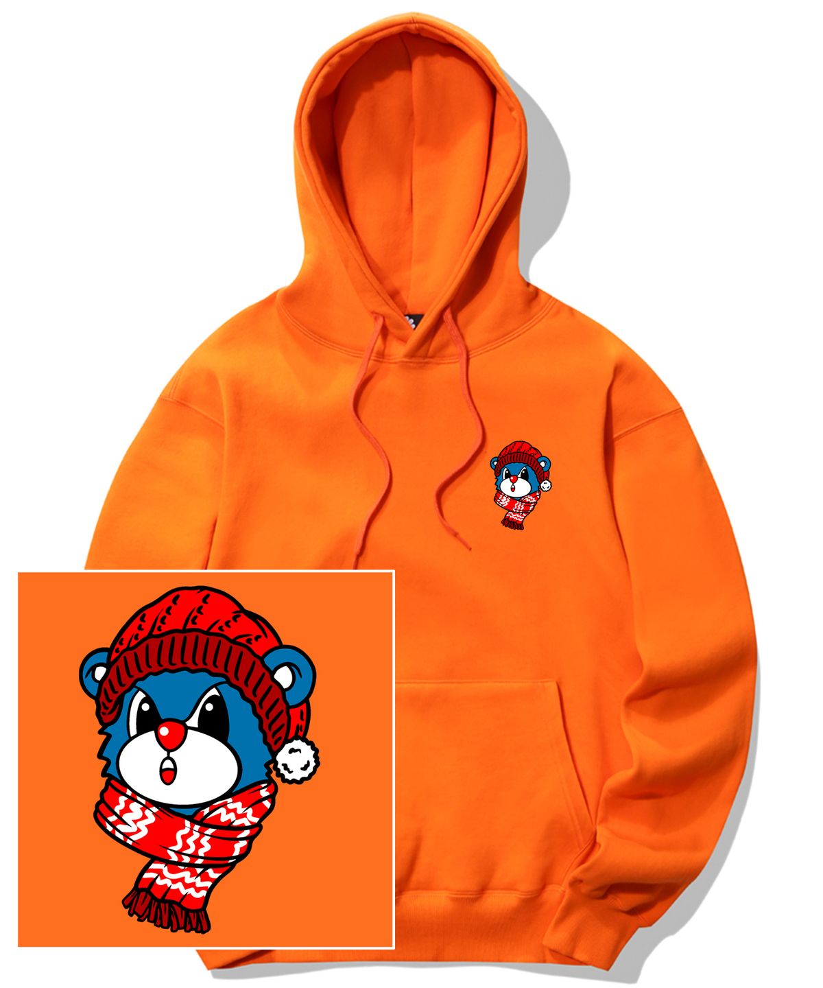 트립션(TRIPSHION) SANTA BEAR LOGO GRAPHIC 후드티 - 오렌지