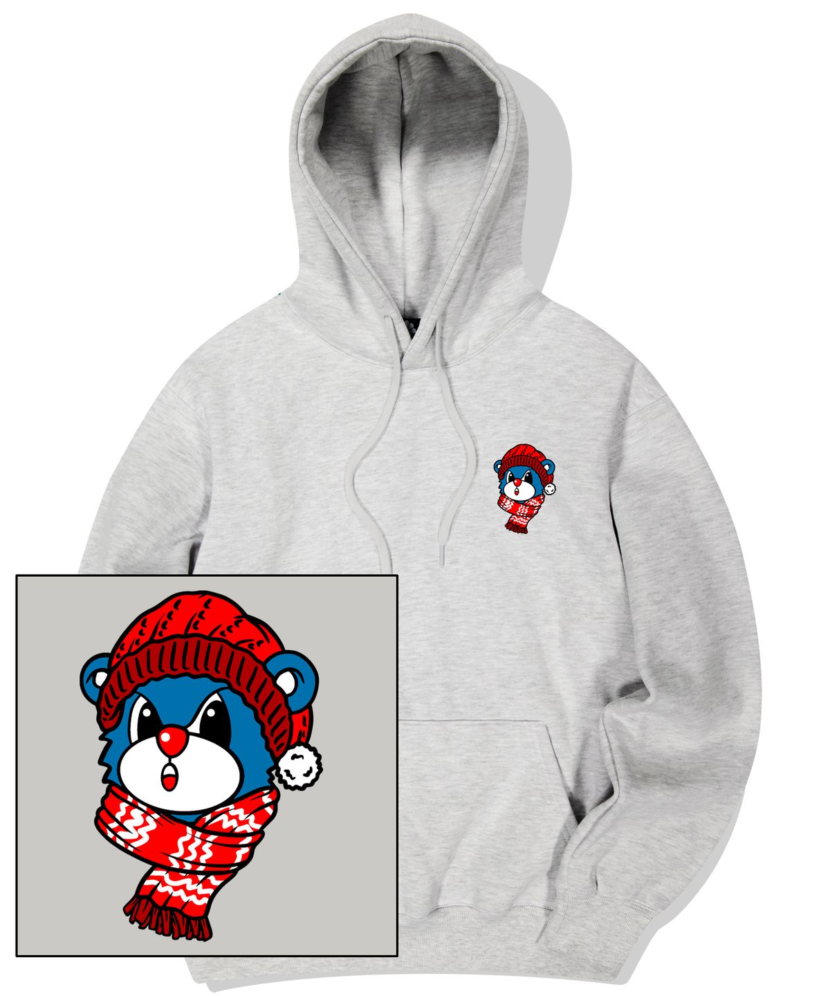 트립션(TRIPSHION) SANTA BEAR LOGO GRAPHIC 후드티 - 화이트