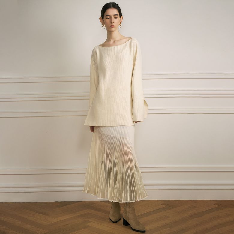 YY Mesh ruffle white transparent skirt
