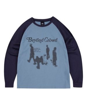 그래픽 래글런 롱슬리브 티셔츠 - 네이비